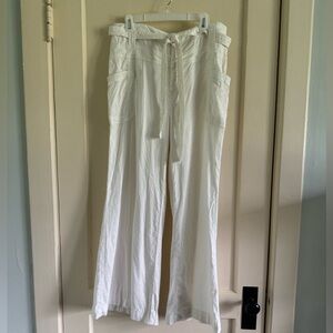 Anthropologie Linen Wide Leg Pants - Cream/Off White, Size 31
